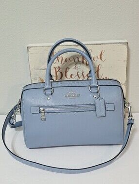 Coach ROWAN Medium Twilight Blue Crossbody Bag 79946 + Sailboat Keychain F65870